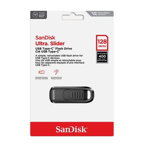Memoria USB Sandisk 128GB Ultra Slider Type-C SuperSpeed+ USB 3.2 (Gen 1) Flash Drive Negro