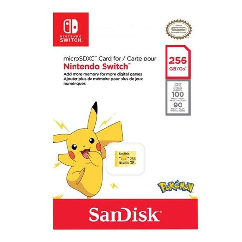 Tarjeta de Memoria Sandisk 256GB Pokemon Pikachu microSDXC UHS-I Flash Memory Card