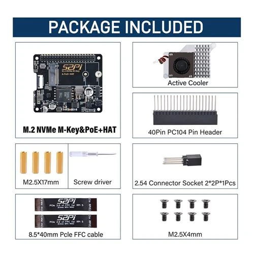 HAT PoE+ 52Pi con M.2 NVMe M-Key para Raspberry Pi 5