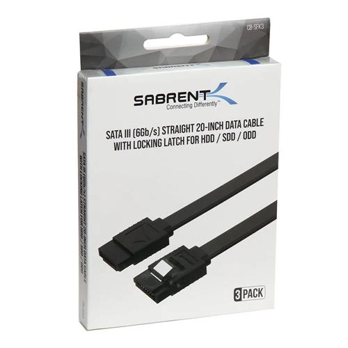 Cable de Datos SATA III Sabrent Recto Negro (6 Gbit/s)