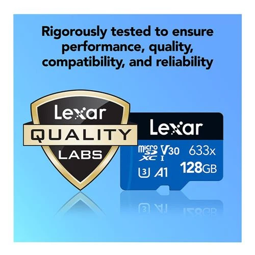 Tarjeta de Memoria Lexar 128GB BLUE Series 633x microSDHC/microSDXC UHS-I Class 10 U3 V30 Flash Memory Card Azul