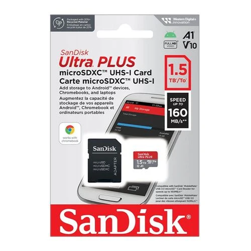 Tarjeta de Memoria Sandisk Ultra Plus 1.5TB microSDXC/ UHS-1 Class 10 Flash Memory Card w/ Adapter