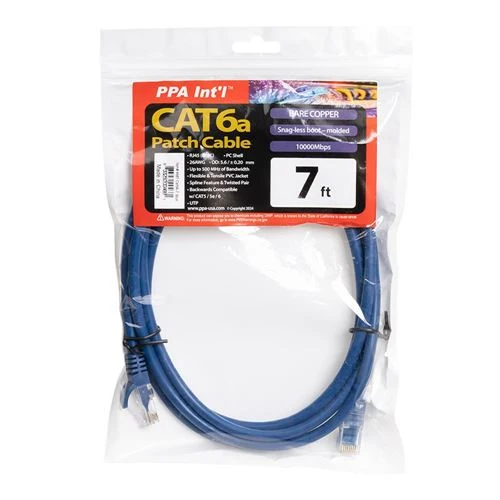 Cables de Red PPA 7 Ft. CAT 6A Ethernet Cable Azul