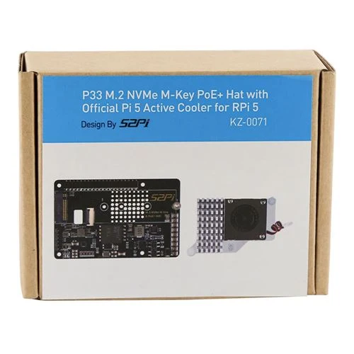 HAT PoE 52Pi P33 M.2 NVMe M-Key para Raspberry Pi 5 con Active Cooler