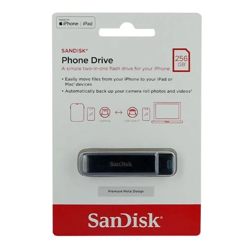 Memoria USB Sandisk 256GB Phone Drive USB 3.2 (Gen 1) Type-C / Lightning Thumb Drive Azul
