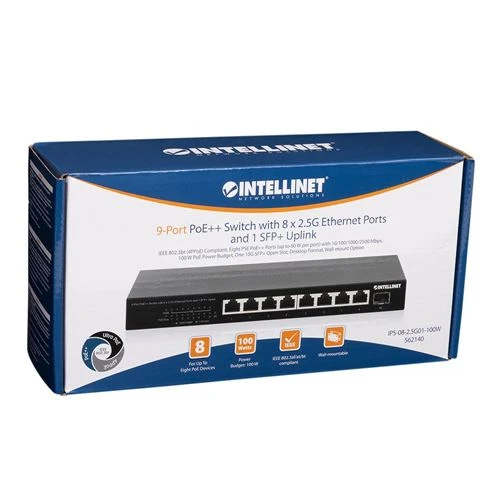 Switch de Red Intellinet 9-Port PoE++ Switch