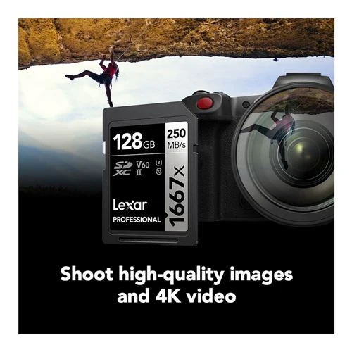 Tarjeta de Memoria Lexar 128GB Professional 1667x UHS-II SDXC SD Flash Memory Card