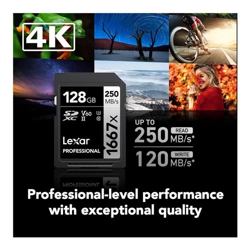 Tarjeta de Memoria Lexar 128GB Professional 1667x UHS-II SDXC SD Flash Memory Card