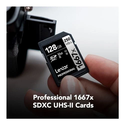 Tarjeta de Memoria Lexar 128GB Professional 1667x UHS-II SDXC SD Flash Memory Card