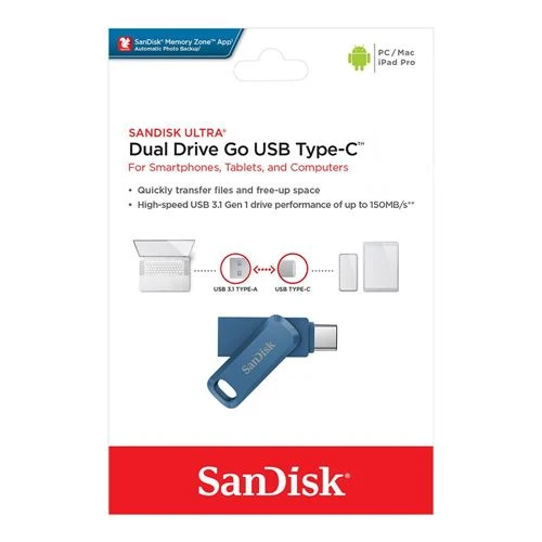 Memoria USB Sandisk 256GB Dual Drive Go SuperSpeed+ USB 3.1 (Gen 1) Flash Drive