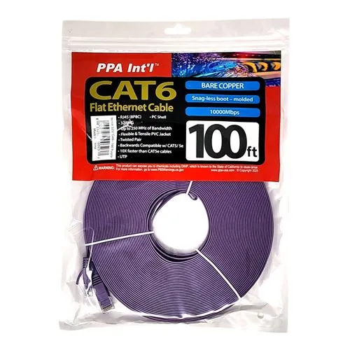 Cables de Red PPA 100 Ft. CAT 6 Bare Copper Morado