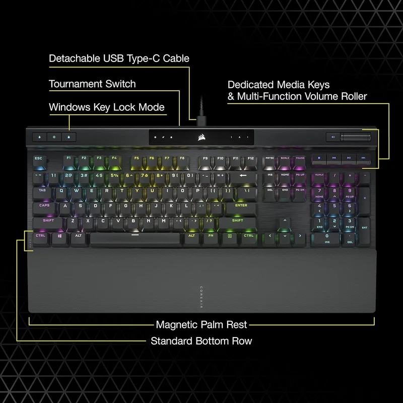 Teclado mecánico Corsair K70 RGB CHAMPION SERIES con cable - Cherry MX Brown