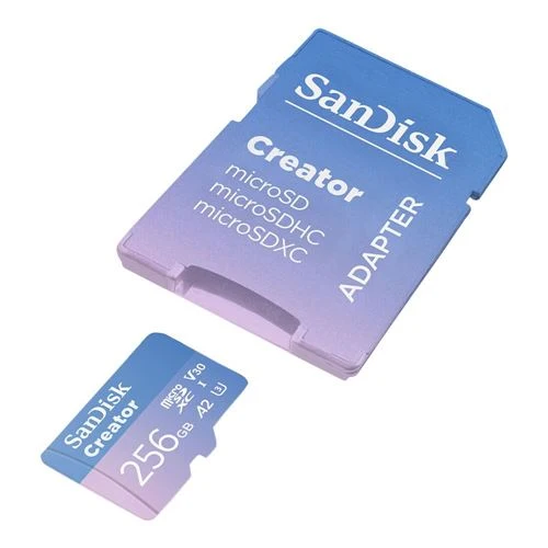Tarjeta de Memoria Sandisk Creator Series 256GB microSDXC Card UHS-I Flash Memory Card Class 10 U1 V30 A2 Micro SD Card