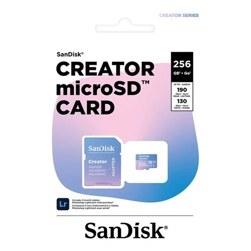 Tarjeta de Memoria Sandisk Creator Series 256GB microSDXC Card UHS-I Flash Memory Card Class 10 U1 V30 A2 Micro SD Card