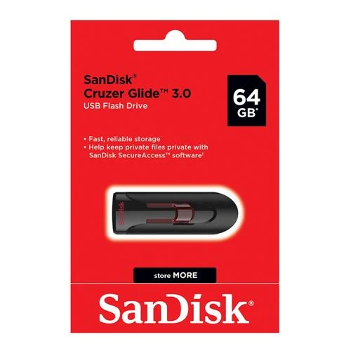 Memoria USB Sandisk 64GB Cruzer Glide SuperSpeed+ USB 3.1 (Gen1) Flash Drive Negro