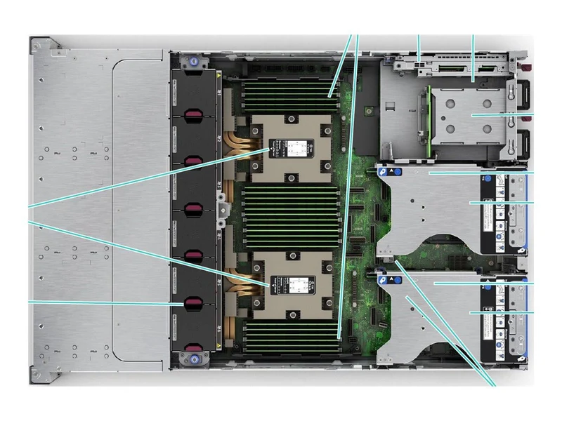 Servidor HPE ProLiant DL385 Gen11, AMD EPYC 9124 16 Núcleos, 64GB DDR5, SSD 2 x 480GB, Rack 1U