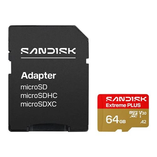 Tarjeta de Memoria Sandisk Extreme PLUS 64GB microSDXC Card UHS-I Flash Memory Card U3 V30 A2 Micro SD Card