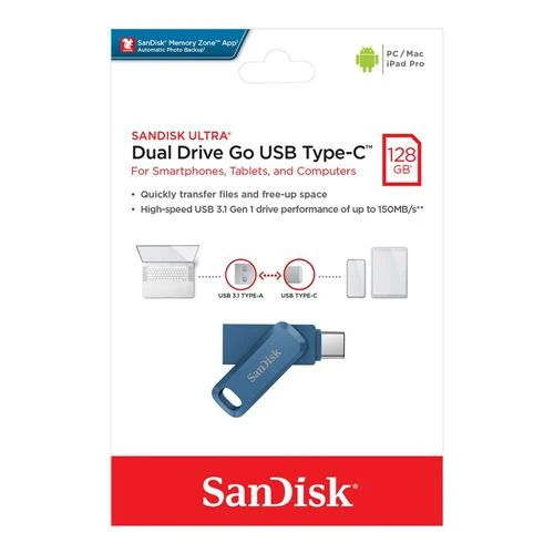 Memoria USB Sandisk 128GB Dual Drive Go SuperSpeed+ USB 3.1 (Gen 1) Flash Drive