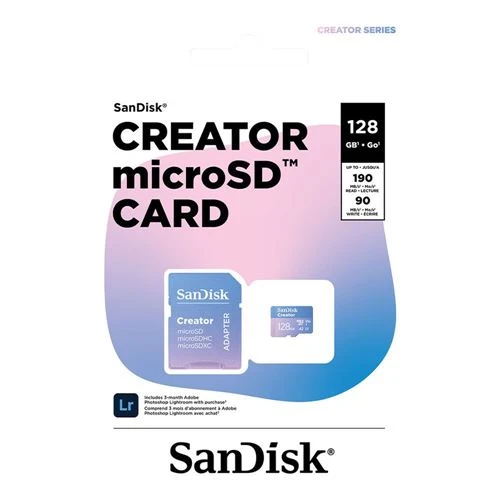Tarjeta de Memoria Sandisk Creator Series 128GB microSDXC Class 10 UHS-I Flash Memory Card