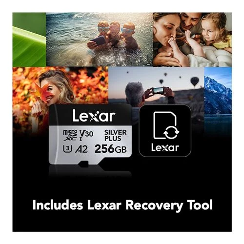 Tarjeta de Memoria Lexar 256GB Professional SILVER PLUS UHS-I microSDXC Class 10 U3 V30 Flash Memory Card Plata
