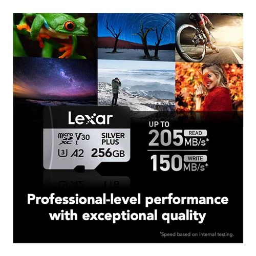 Tarjeta de Memoria Lexar 256GB Professional SILVER PLUS UHS-I microSDXC Class 10 U3 V30 Flash Memory Card Plata