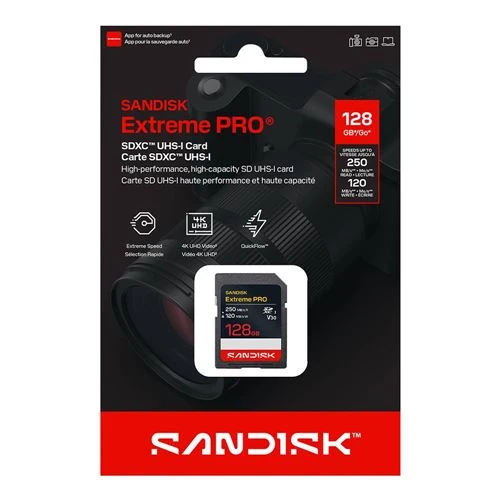 Tarjeta de Memoria Sandisk 128GB Extreme PRO SDXC Class 10 USH-I V30 Flash Memory Card