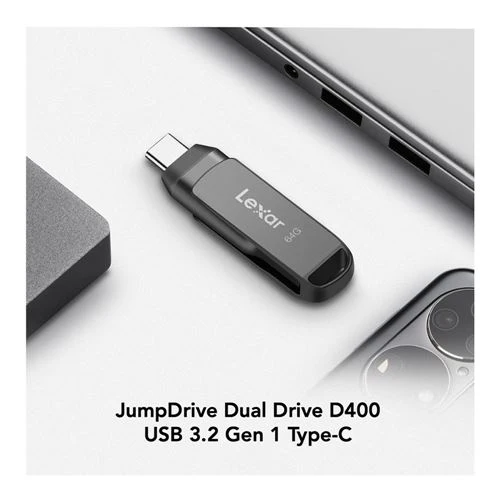 Memoria USB Lexar 64GB JumpDrive Dual Drive D400 USB 3.2 Gen 1 Flash Drive (USB-C / USB-A)