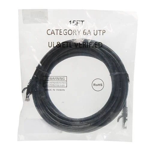 Cables de Red PPA 15 Ft. CAT 6a Snagless Ethernet Cable Negro