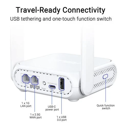 Router ASUS RT-BE58 GO Dual Band WiFi 7 Travel/Mini Portable Router