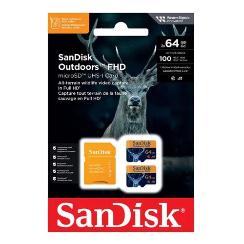 Tarjeta de Memoria Sandisk 64GB Outdoors microSDXC Class 10 / U1 / V10 Flash Memory Card (2-Pack)