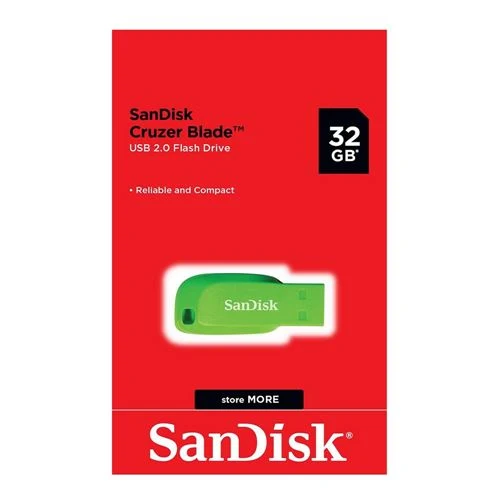 Memoria USB Sandisk 32GB Cruzer Blade SuperSpeed+ USB 2.0 Flash Drive Verde