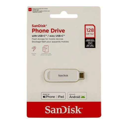 Memoria USB Sandisk 128GB Phone Drive USB 3.2 (Gen 1) Type-C Thumb Drive Blanco
