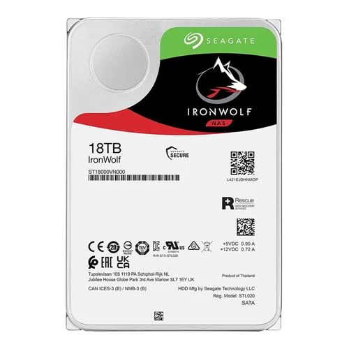 Disco Duro Seagate IronWolf 18TB 7200 RPM SATA III 6Gb/s 3.5" Internal CMR Hard Drive