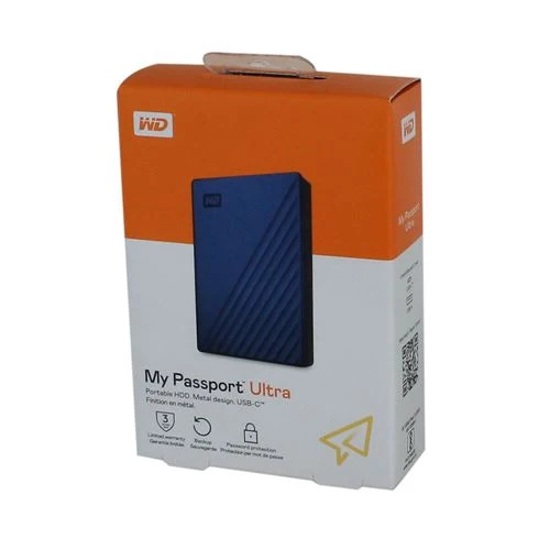 Disco Duro WD 5TB My Passport Ultra USB 3.0 Type-C External Hard Drive (Blue) Azul