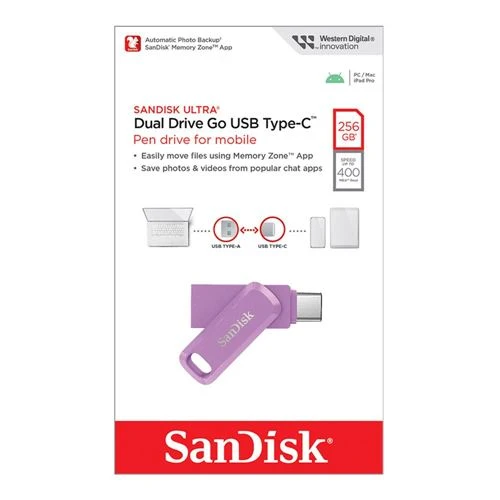 Memoria USB Sandisk 256GB Dual Drive Go SuperSpeed+ USB 3.1 (Gen 1) Flash Drive