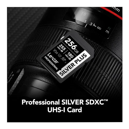 Tarjeta de Memoria Lexar 256GB Professional SILVER PLUS UHS-I SDXC Class 10 U3 V30 Flash Memory Card Plata