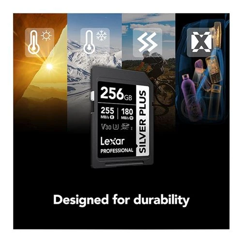 Tarjeta de Memoria Lexar 256GB Professional SILVER PLUS UHS-I SDXC Class 10 U3 V30 Flash Memory Card Plata