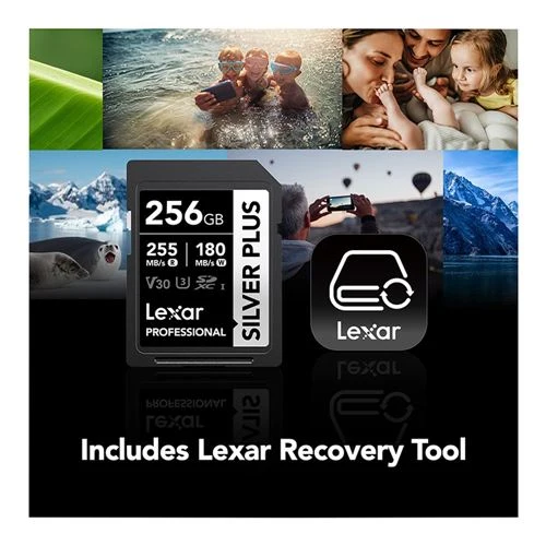 Tarjeta de Memoria Lexar 256GB Professional SILVER PLUS UHS-I SDXC Class 10 U3 V30 Flash Memory Card Plata