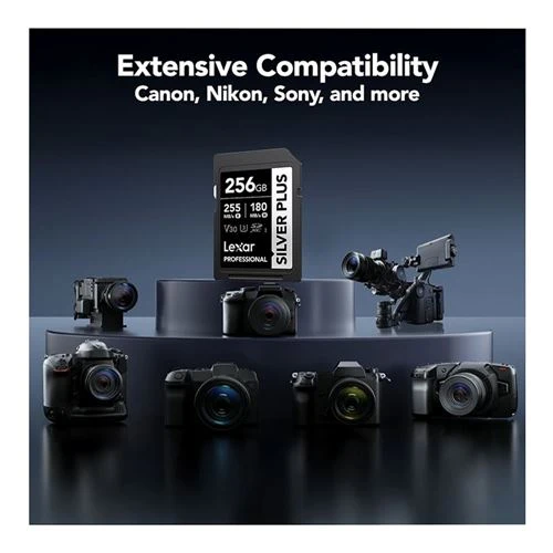 Tarjeta de Memoria Lexar 256GB Professional SILVER PLUS UHS-I SDXC Class 10 U3 V30 Flash Memory Card Plata