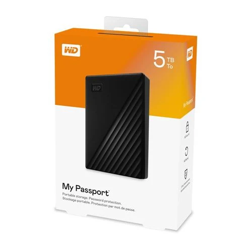 Disco Duro WD My Passport 5TB USB 3.2 (Gen 1 Type-A) 2.5" Portable External Hard Drive Negro