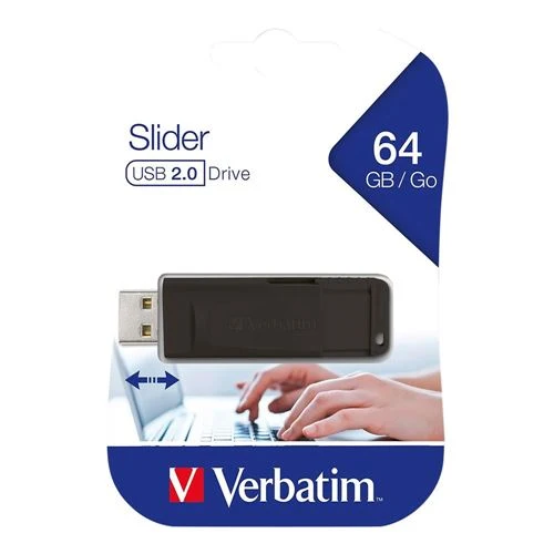 Memoria USB Verbatim 64GB Slider USB Flash Drive Negro