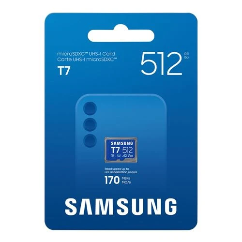 Tarjeta de Memoria Samsung T7 512GB microSDXC Card UHS-I Flash Memory Card Class 10 U3 V30 A2 Memory Card