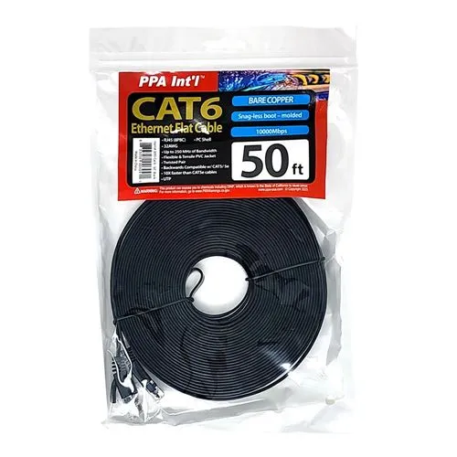 Cables de Red PPA 50 Ft. CAT 6 Bare Copper Negro