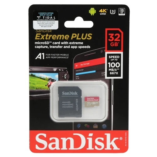 Tarjeta de Memoria Sandisk 32GB Extreme Plus microSDHC Class 10/ UHS-3/ V30 Flash Memory Card