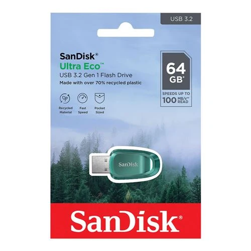 Memoria USB Sandisk 64GB Ultra Eco SuperSpeed+ USB 3.2 (Gen 1) Flash Drive Verde Azulado
