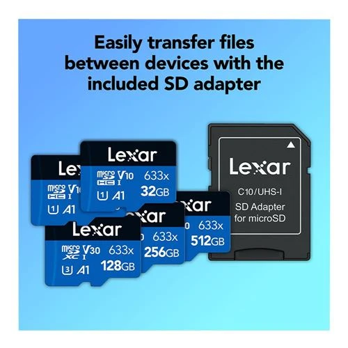 Tarjeta de Memoria Lexar 32GB BLUE Series 633x microSDHC/microSDXC UHS-I Class 10 U3 V30 Flash Memory Card Azul