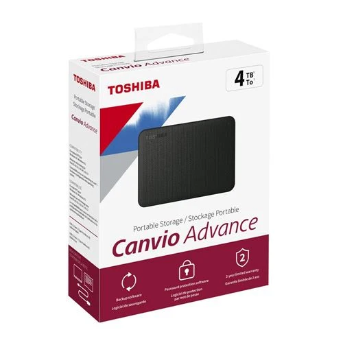 Disco Duro Toshiba Canvio Advance 4TB USB 3.1 (Gen 1 Type-A) 2.5" Portable External Hard Drive Negro