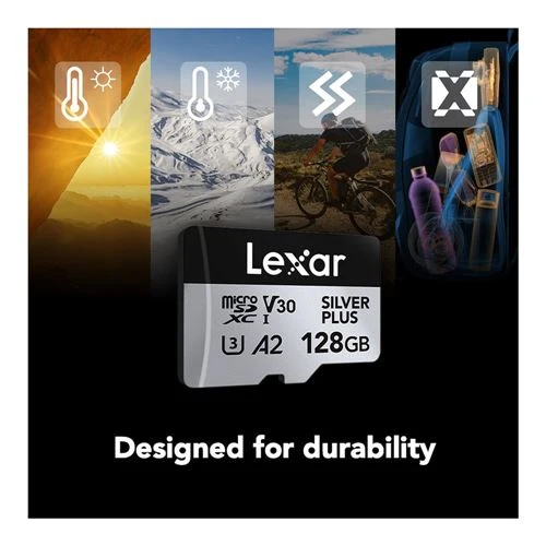 Tarjeta de Memoria Lexar 128GB Professional SILVER PLUS UHS-I microSDXC Class 10 U3 V30 Flash Memory Card Plata