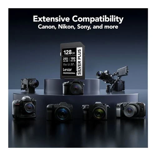 Tarjeta de Memoria Lexar 128GB Professional SILVER PLUS UHS-I SDXC Class 10 U3 V30 Flash Memory Card Plata