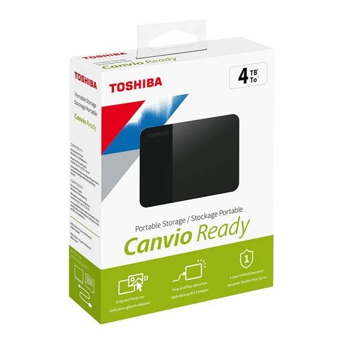 Disco Duro Toshiba Canvio Ready 4TB USB 3.1 (Gen 1 Type-A) 2.5" Portable External Hard Drive Negro